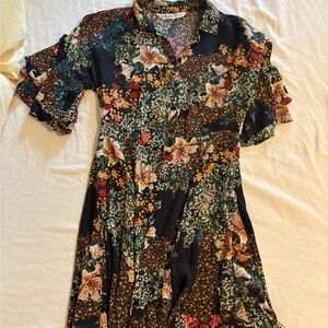 Zara Black Floral Midi Dress